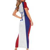 New Zealand Rugby Pacific Personalised Short Sleeve Bodycon Dress Maori Style Tribal Tapa Pattern