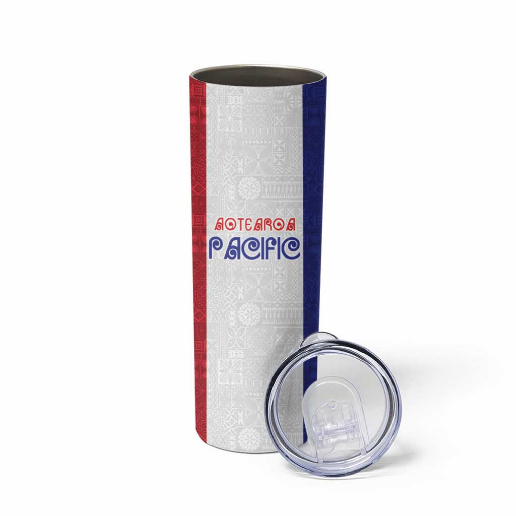New Zealand Rugby Pacific Personalised Skinny Tumbler Maori Style Tribal Tapa Pattern LT9 - Polynesian Pride