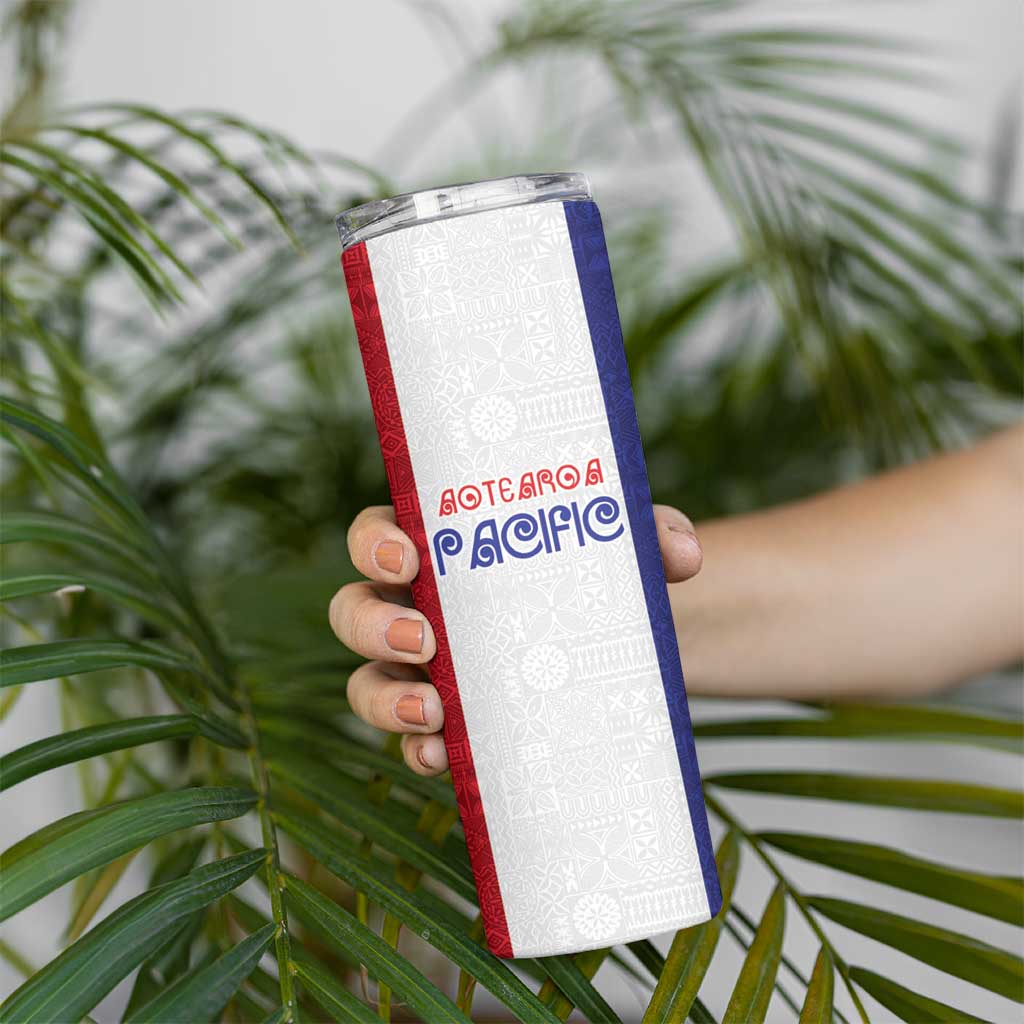 New Zealand Rugby Pacific Personalised Skinny Tumbler Maori Style Tribal Tapa Pattern LT9 - Polynesian Pride