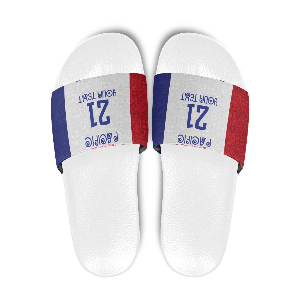 New Zealand Rugby Pacific Personalised Slide Sandals Maori Style Tribal Tapa Pattern - Polynesian Pride