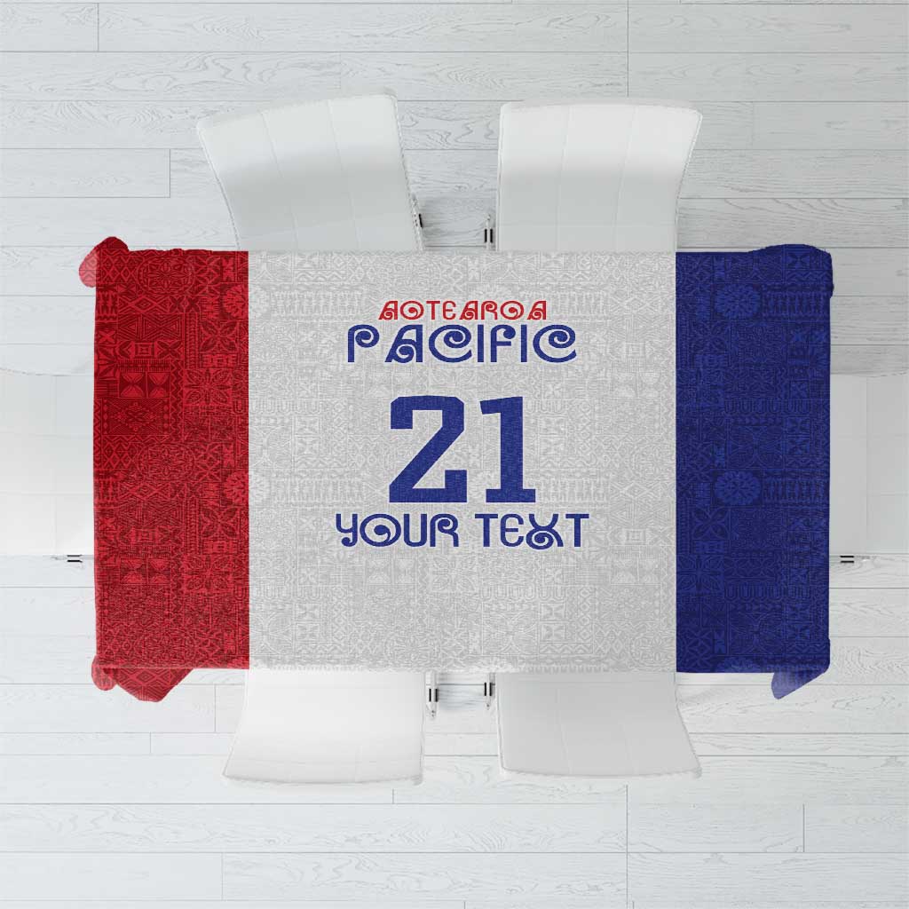 New Zealand Rugby Pacific Personalised Tablecloth Maori Style Tribal Tapa Pattern LT9 White - Polynesian Pride
