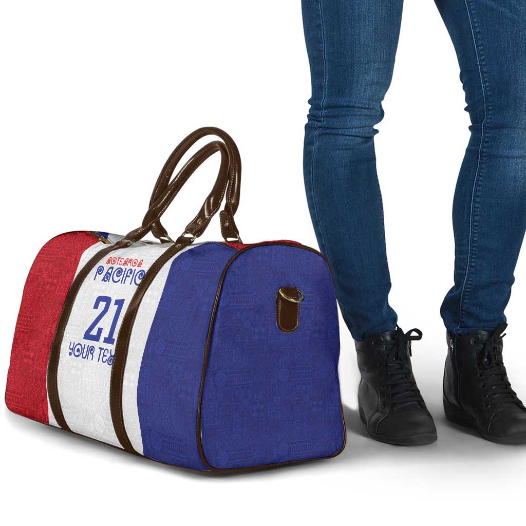 New Zealand Rugby Pacific Personalised Travel Bag Maori Style Tribal Tapa Pattern - Polynesian Pride