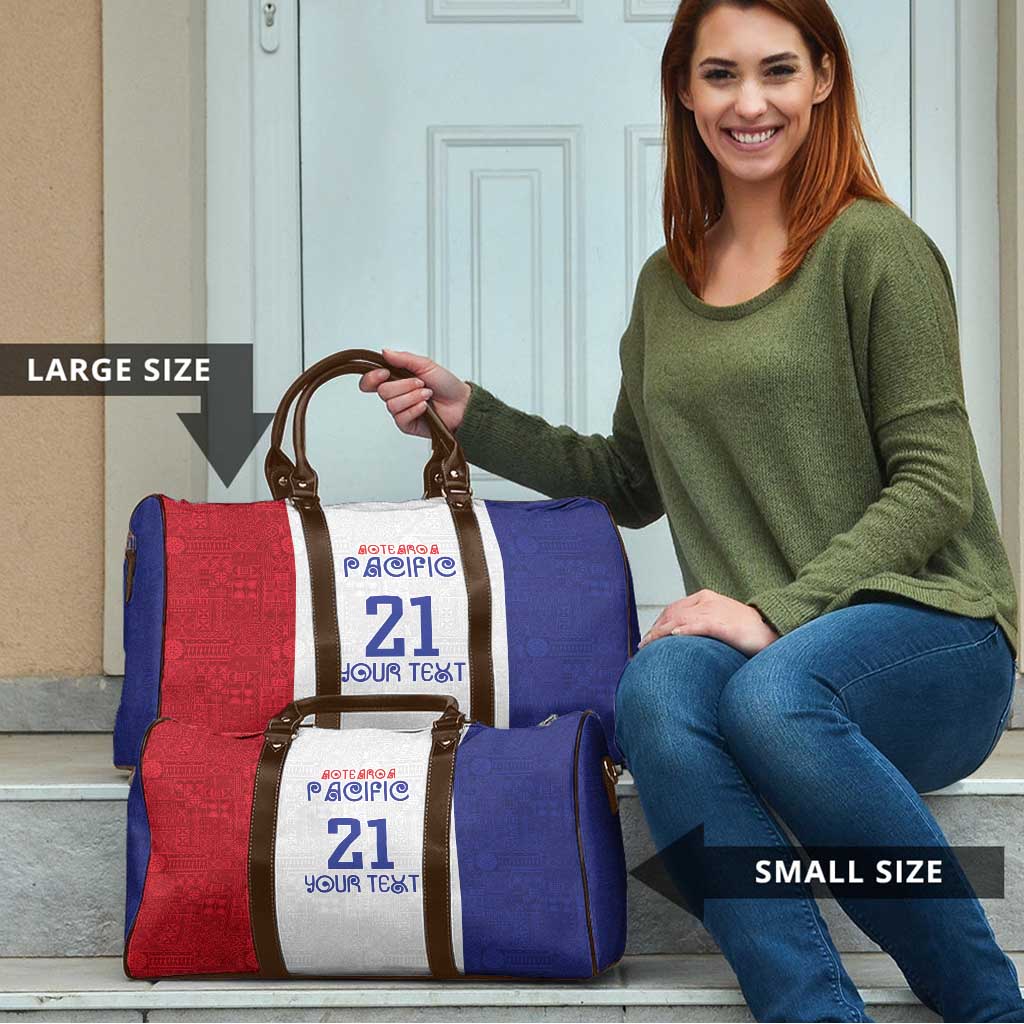 New Zealand Rugby Pacific Personalised Travel Bag Maori Style Tribal Tapa Pattern - Polynesian Pride