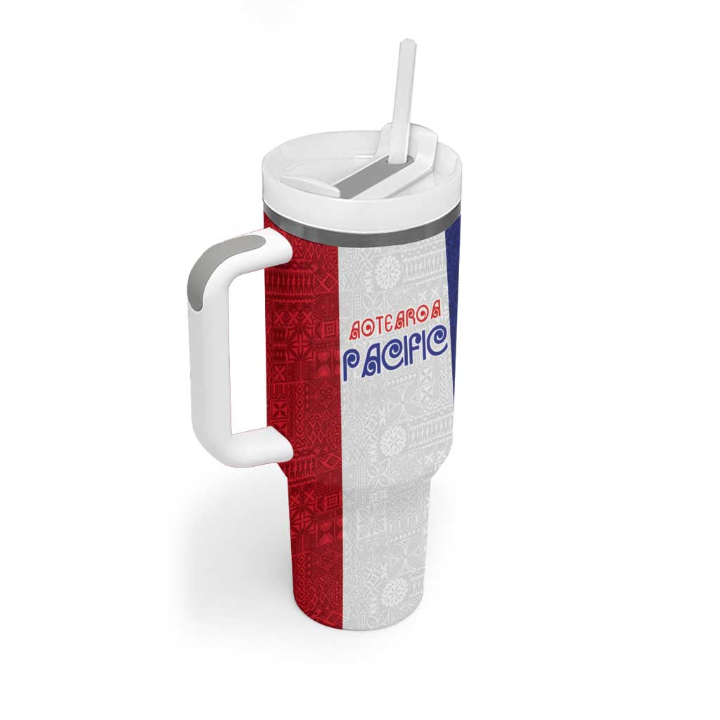 New Zealand Rugby Pacific Personalised Tumbler With Handle Maori Style Tribal Tapa Pattern