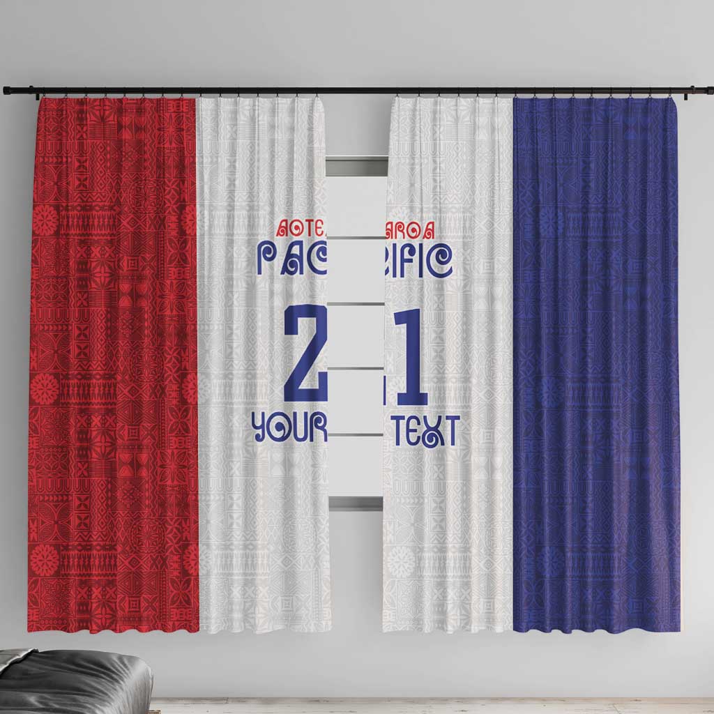 New Zealand Rugby Pacific Personalised Window Curtain Maori Style Tribal Tapa Pattern LT9 With Hooks White - Polynesian Pride