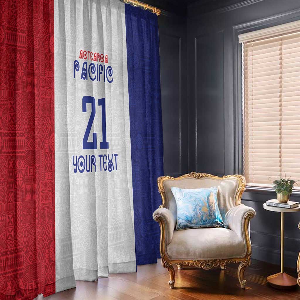 New Zealand Rugby Pacific Personalised Window Curtain Maori Style Tribal Tapa Pattern LT9 - Polynesian Pride
