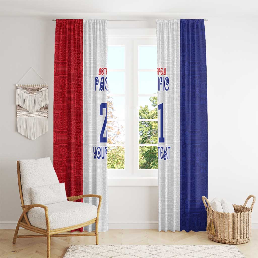 New Zealand Rugby Pacific Personalised Window Curtain Maori Style Tribal Tapa Pattern LT9 - Polynesian Pride