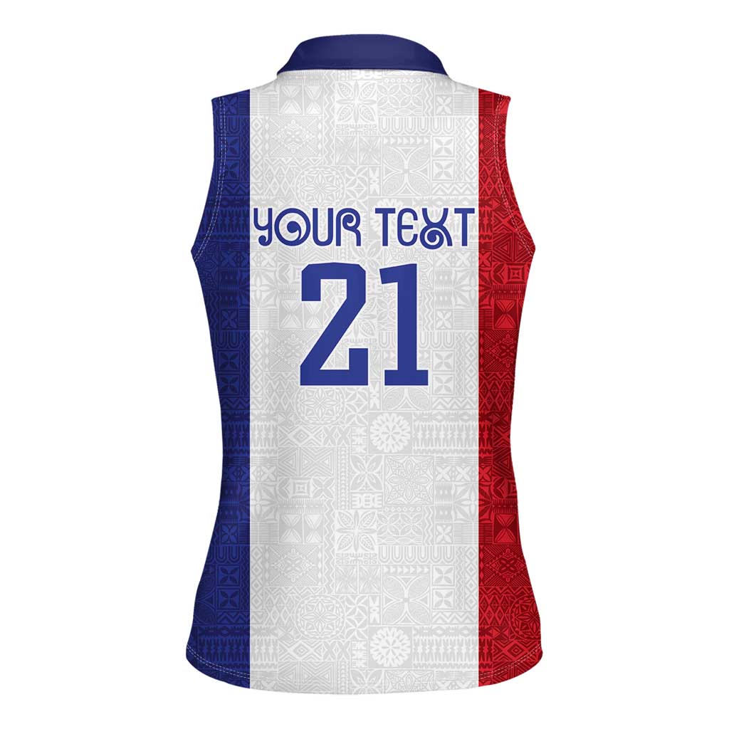 New Zealand Rugby Pacific Personalised Women Sleeveless Polo Shirt Maori Style Tribal Tapa Pattern