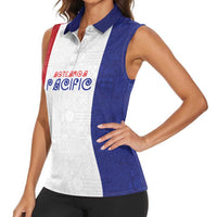 New Zealand Rugby Pacific Personalised Women Sleeveless Polo Shirt Maori Style Tribal Tapa Pattern