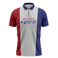 New Zealand Rugby Pacific Personalised Zipper Polo Shirt Maori Style Tribal Tapa Pattern - Polynesian Pride