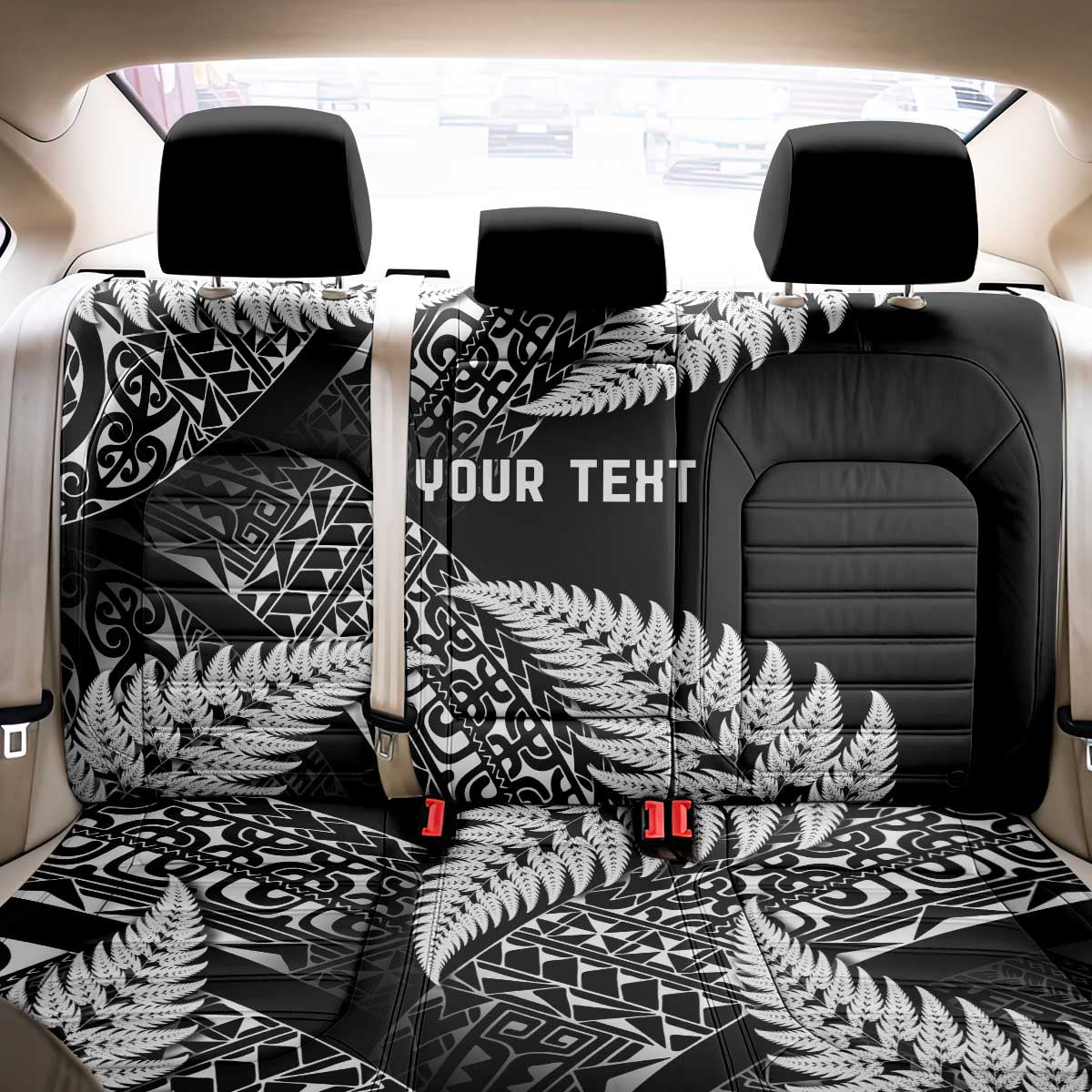 New Zealand Rugby Pacific Personalised Back Car Seat Cover All Black Maori Pasifika Fern Pattern