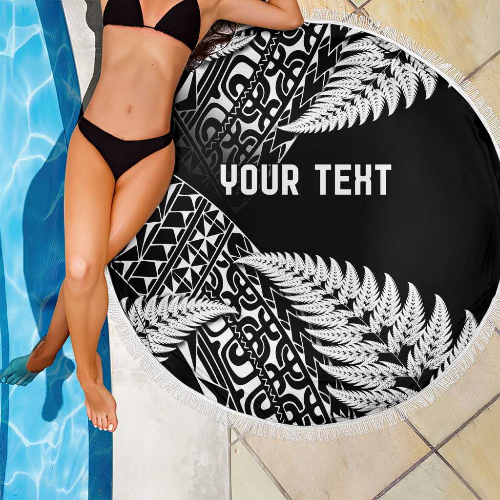 New Zealand Rugby Pacific Personalised Beach Blanket All Black Maori Pasifika Fern Pattern