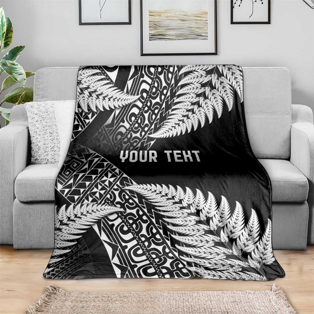 New Zealand Rugby Pacific Personalised Blanket All Black Maori Pasifika Fern Pattern