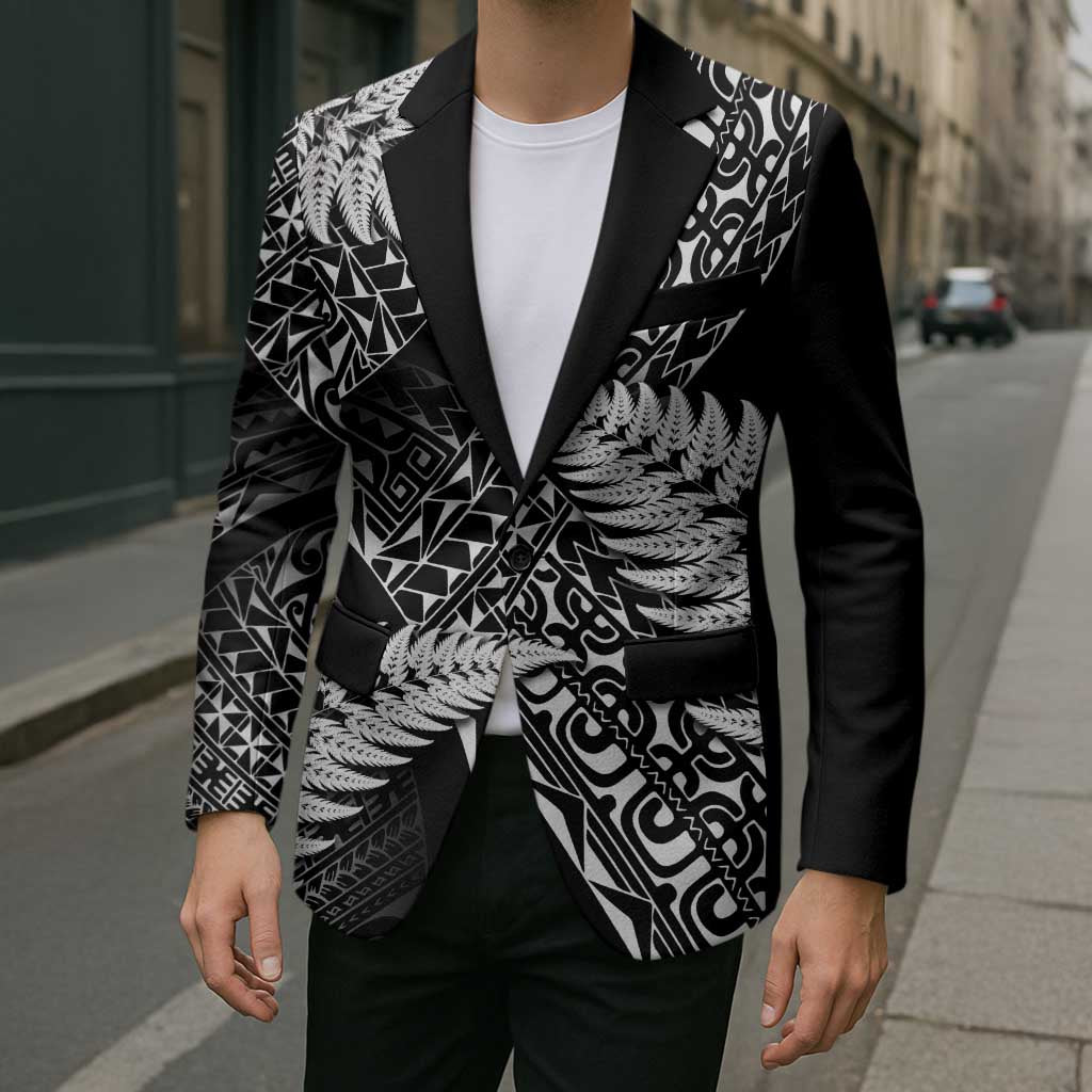 New Zealand Rugby Pacific Personalised Blazer All Black Maori Pasifika Fern Pattern LT9 - Polynesian Pride