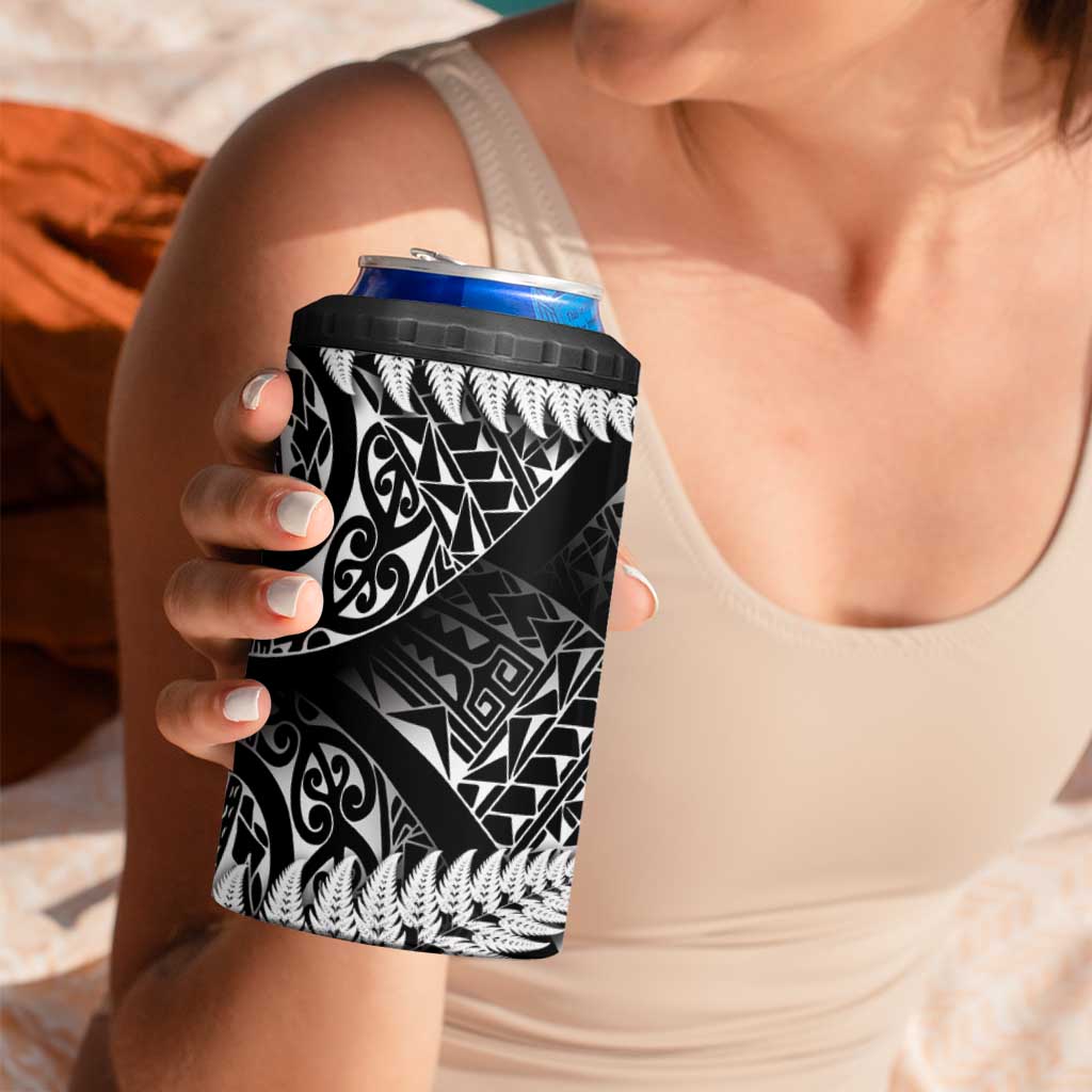 New Zealand Rugby Pacific Personalised 4 in 1 Can Cooler Tumbler All Black Maori Pasifika Fern Pattern LT9 - Polynesian Pride