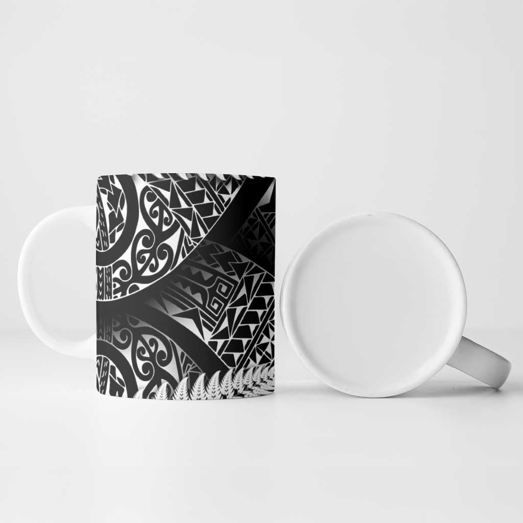 New Zealand Rugby Pacific Personalised Ceramic Mug All Black Maori Pasifika Fern Pattern - Polynesian Pride