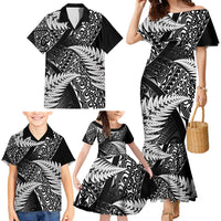 New Zealand Rugby Pacific Personalised Family Matching Mermaid Dress and Hawaiian Shirt All Black Maori Pasifika Fern Pattern LT9 - Polynesian Pride