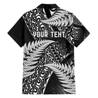 New Zealand Rugby Pacific Personalised Family Matching Short Sleeve Bodycon Dress and Hawaiian Shirt All Black Maori Pasifika Fern Pattern LT9 - Polynesian Pride