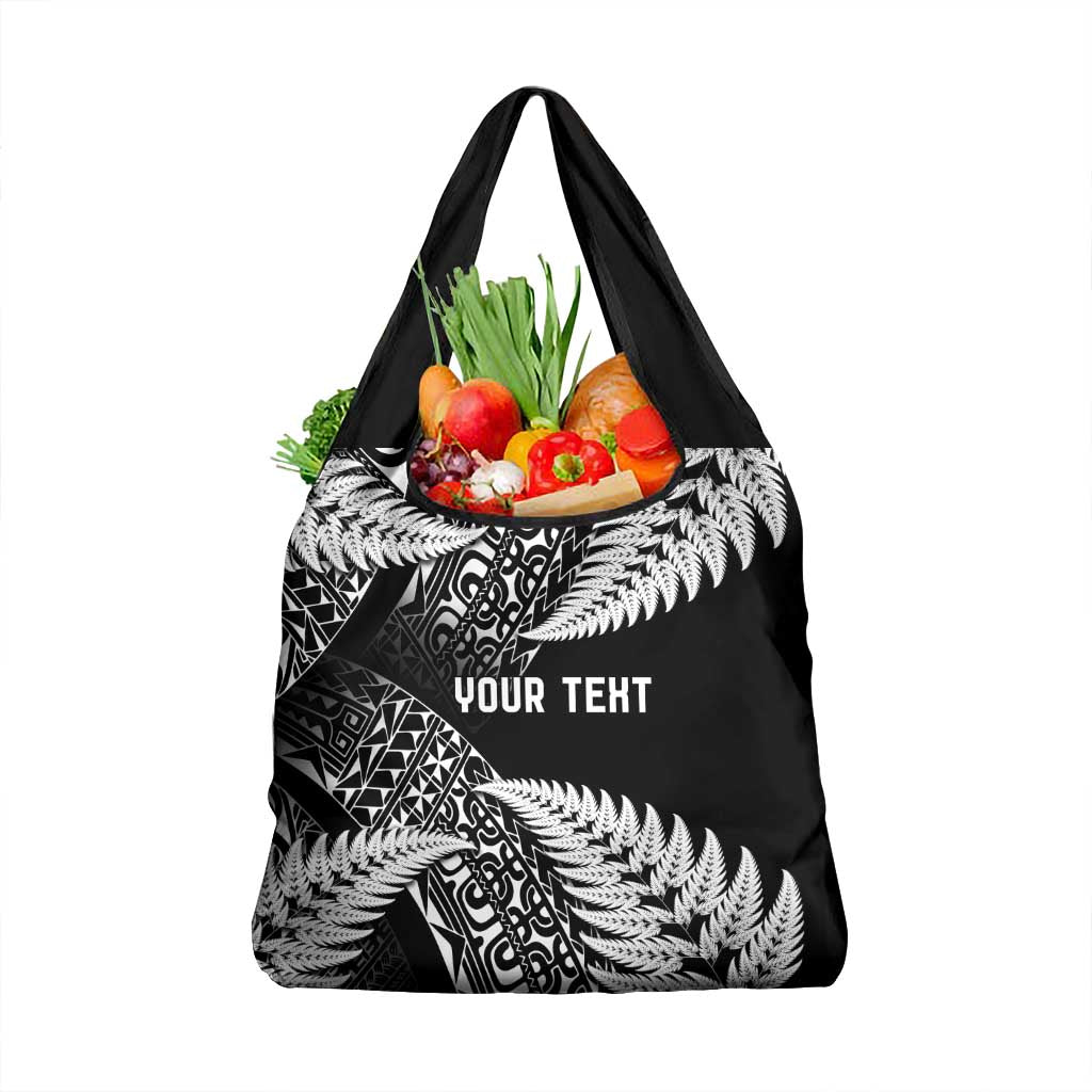 New Zealand Rugby Pacific Personalised Grocery Bag All Black Maori Pasifika Fern Pattern LT9 1-pack One Size Black - Polynesian Pride