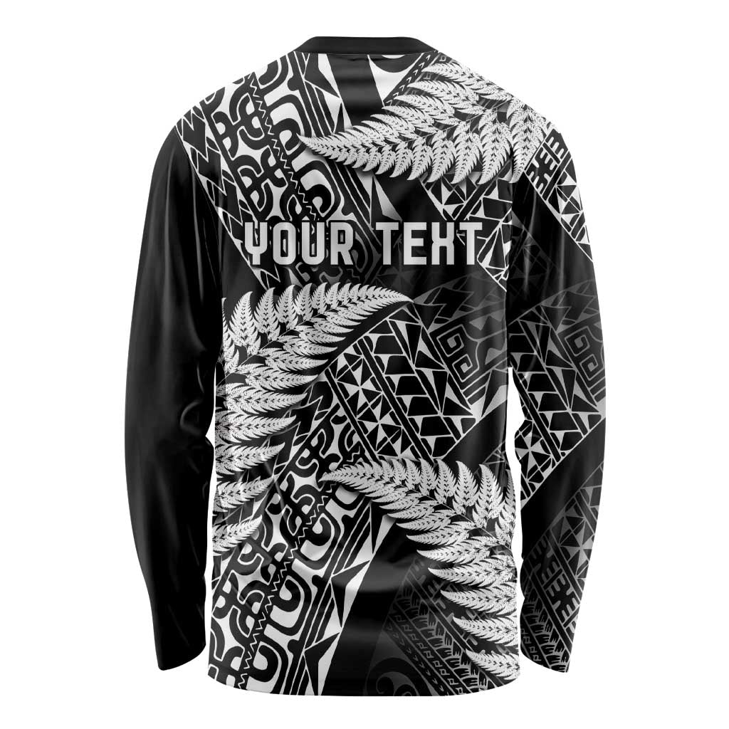 New Zealand Rugby Pacific Personalised Long Sleeve Shirt All Black Maori Pasifika Fern Pattern LT9 - Polynesian Pride