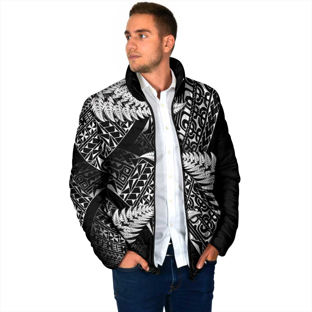 New Zealand Rugby Pacific Personalised Padded Jacket All Black Maori Pasifika Fern Pattern - Polynesian Pride