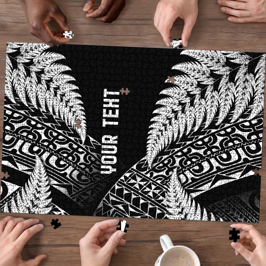 New Zealand Rugby Pacific Personalised Puzzle All Black Maori Pasifika Fern Pattern - Polynesian Pride