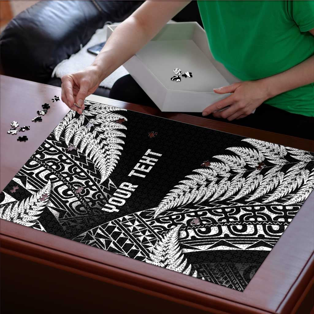 New Zealand Rugby Pacific Personalised Puzzle All Black Maori Pasifika Fern Pattern - Polynesian Pride