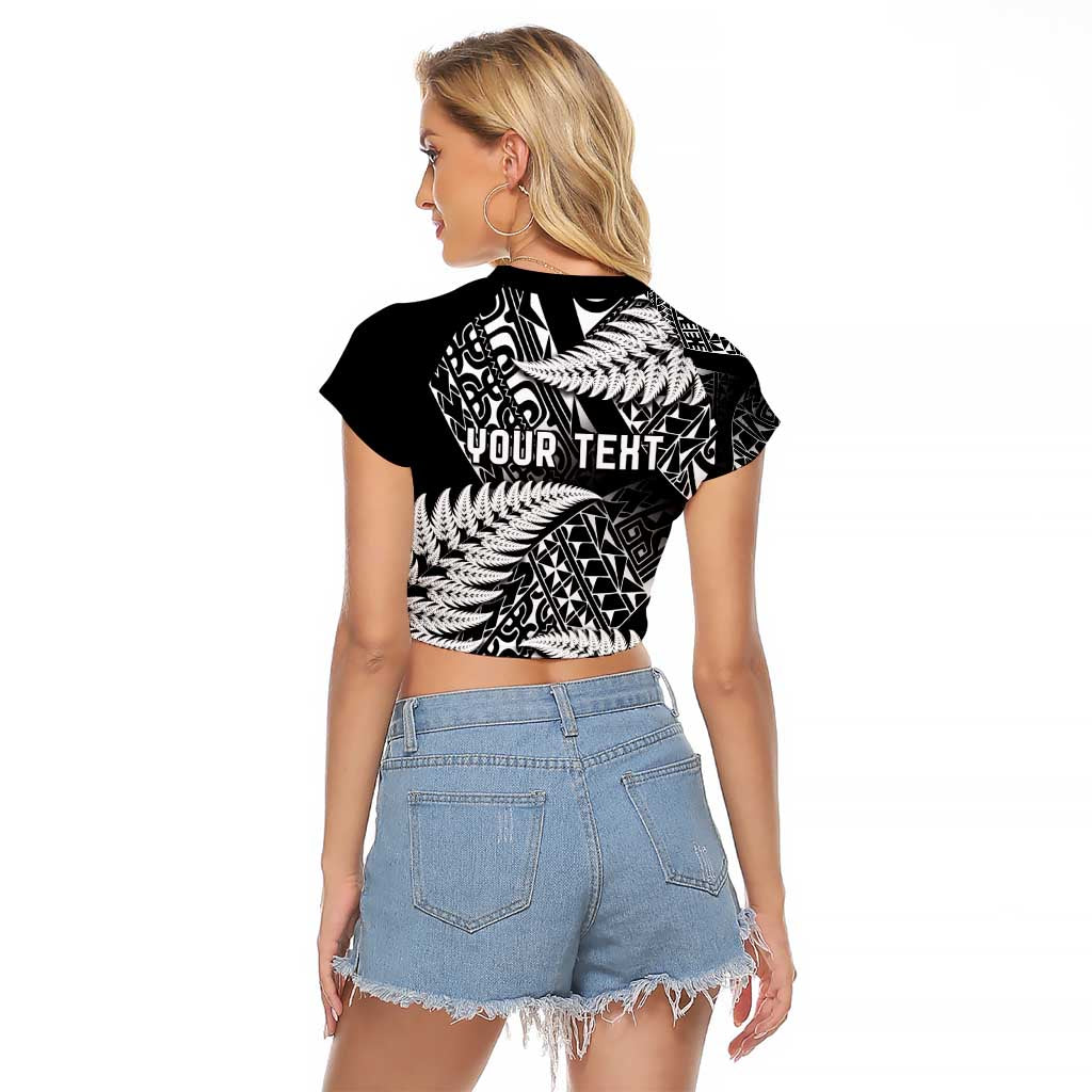 New Zealand Rugby Pacific Personalised Raglan Cropped T Shirt All Black Maori Pasifika Fern Pattern LT9 - Polynesian Pride