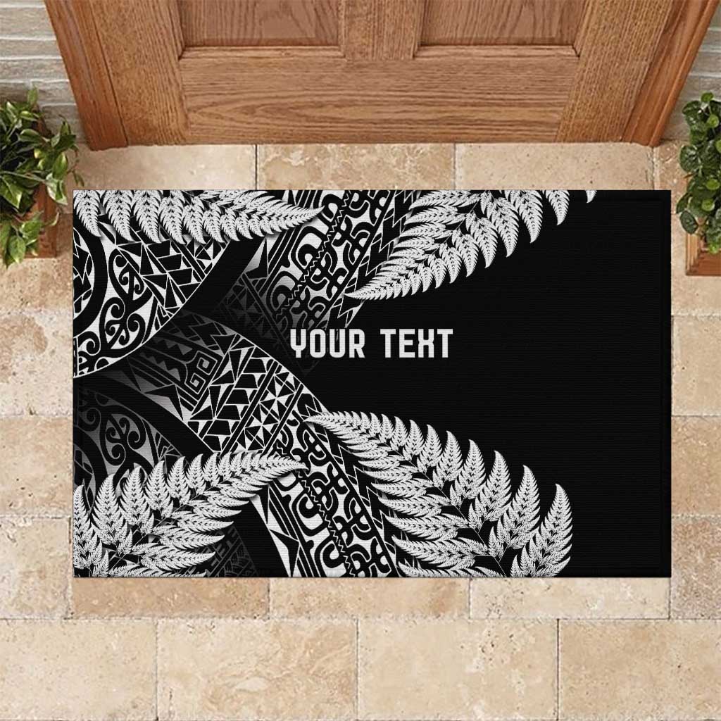 New Zealand Rugby Pacific Personalised Rubber Doormat All Black Maori Pasifika Fern Pattern LT9 Black - Polynesian Pride