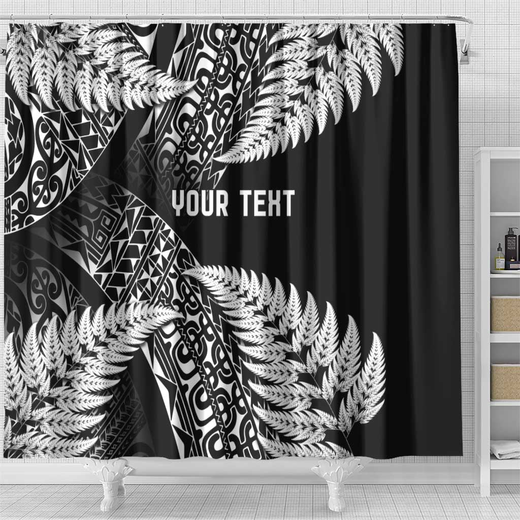 New Zealand Rugby Pacific Personalised Shower Curtain All Black Maori Pasifika Fern Pattern