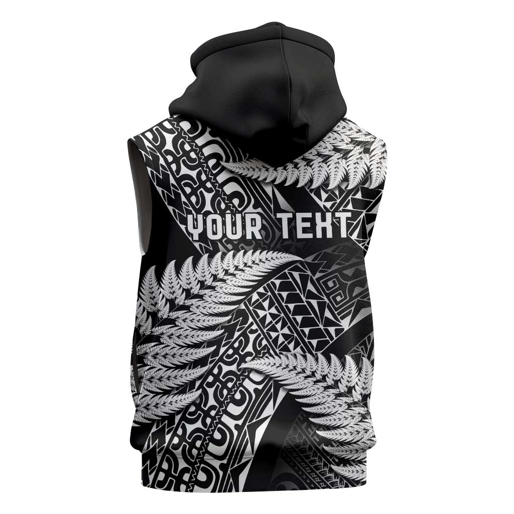 New Zealand Rugby Pacific Personalised Sleeveless Hoodie All Black Maori Pasifika Fern Pattern - Polynesian Pride
