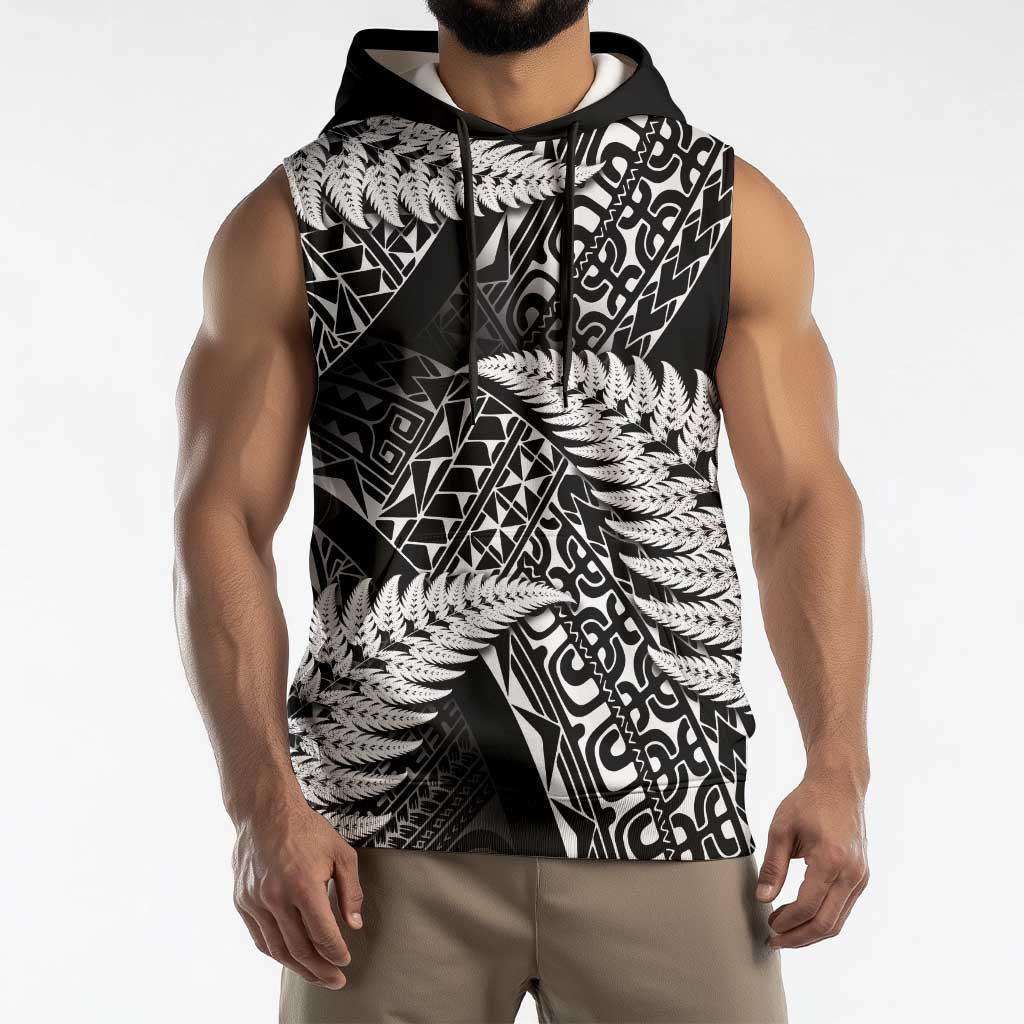 New Zealand Rugby Pacific Personalised Sleeveless Hoodie All Black Maori Pasifika Fern Pattern - Polynesian Pride