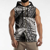 New Zealand Rugby Pacific Personalised Sleeveless Zip Hoodie All Black Maori Pasifika Fern Pattern - Polynesian Pride