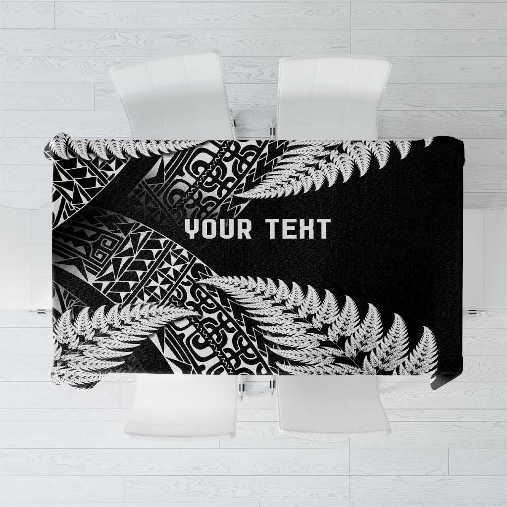 New Zealand Rugby Pacific Personalised Tablecloth All Black Maori Pasifika Fern Pattern LT9 Black - Polynesian Pride