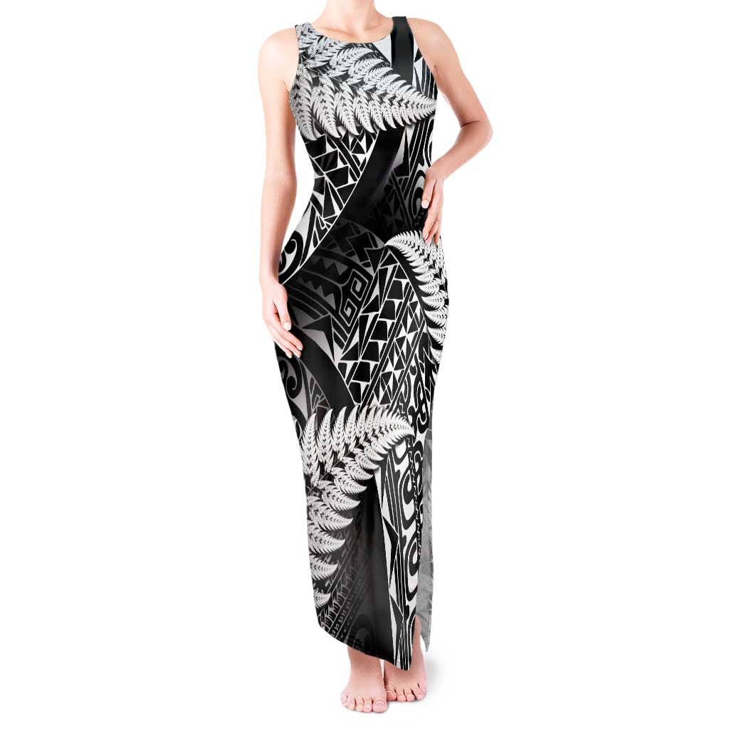 New Zealand Rugby Pacific Personalised Tank Maxi Dress All Black Maori Pasifika Fern Pattern