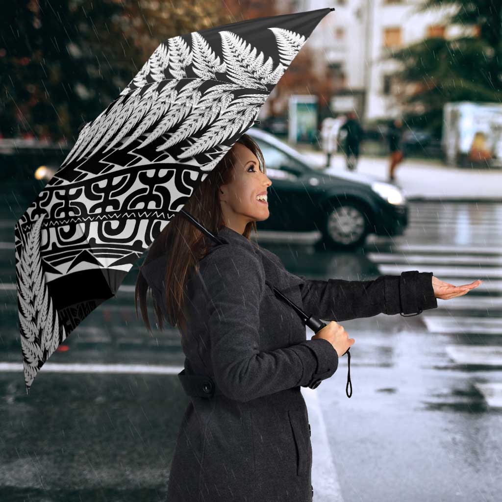 New Zealand Rugby Pacific Personalised Umbrella All Black Maori Pasifika Fern Pattern - Polynesian Pride