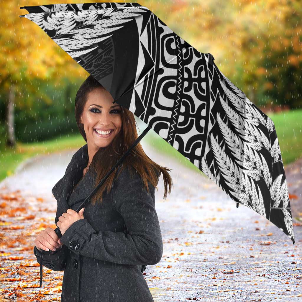 New Zealand Rugby Pacific Personalised Umbrella All Black Maori Pasifika Fern Pattern - Polynesian Pride