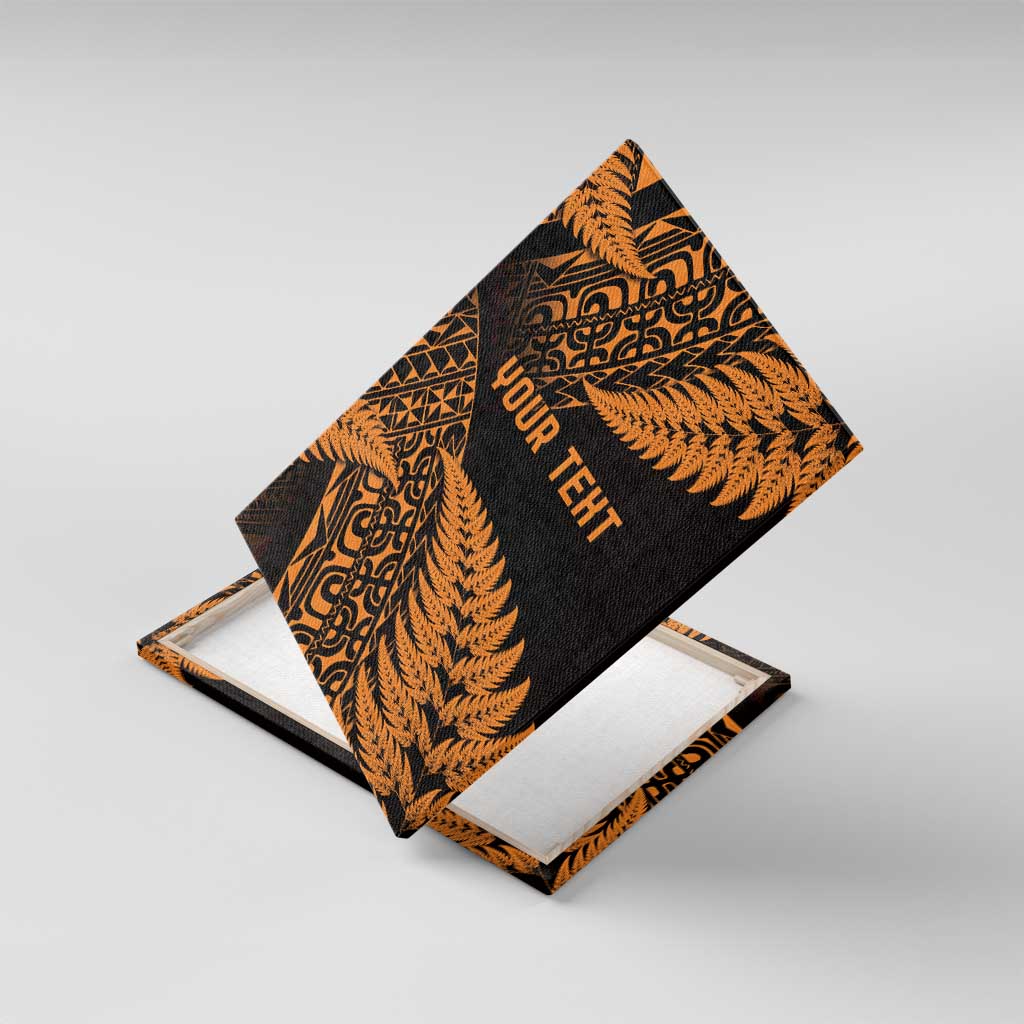 New Zealand Rugby Pacific Personalised Canvas Wall Art All Gold Maori Pasifika Fern Pattern