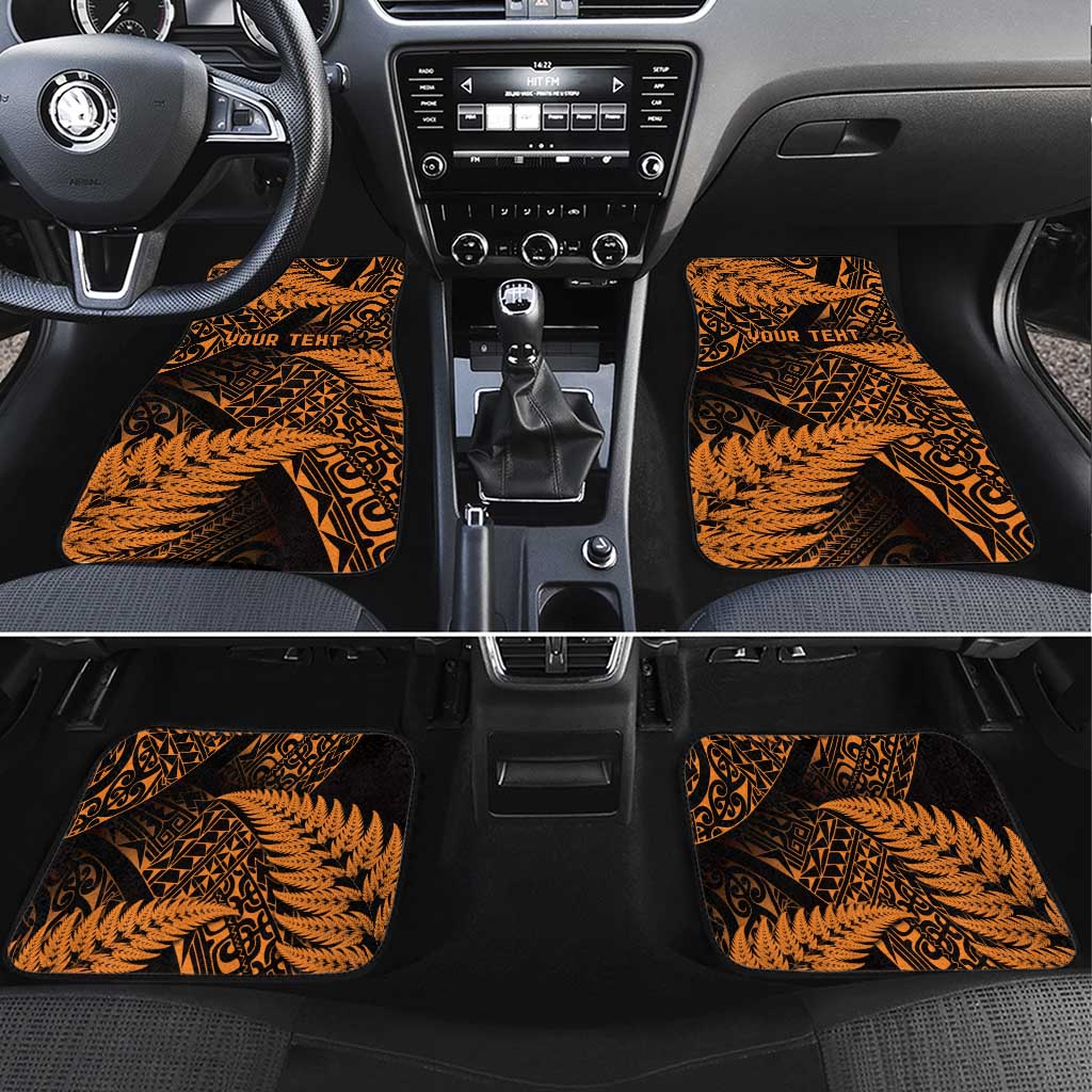 New Zealand Rugby Pacific Personalised Car Mats All Gold Maori Pasifika Fern Pattern LT9 Set 4pcs Gold - Polynesian Pride