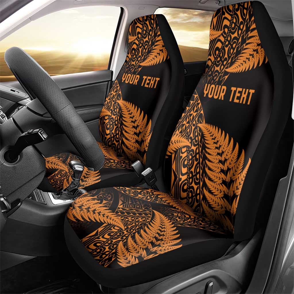 New Zealand Rugby Pacific Personalised Car Seat Cover All Gold Maori Pasifika Fern Pattern