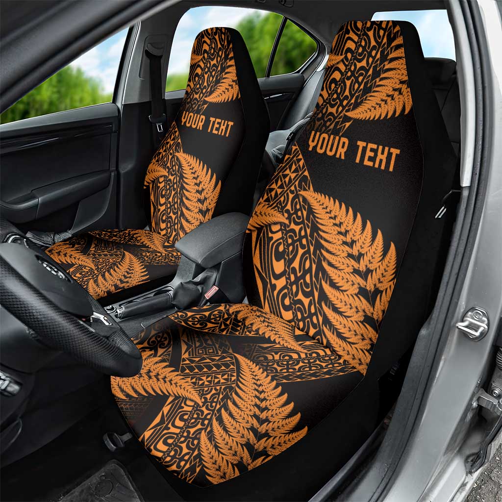 New Zealand Rugby Pacific Personalised Car Seat Cover All Gold Maori Pasifika Fern Pattern