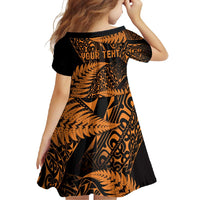 New Zealand Rugby Pacific Personalised Family Matching Mermaid Dress and Hawaiian Shirt All Gold Maori Pasifika Fern Pattern LT9 - Polynesian Pride