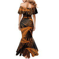 New Zealand Rugby Pacific Personalised Family Matching Mermaid Dress and Hawaiian Shirt All Gold Maori Pasifika Fern Pattern LT9 - Polynesian Pride