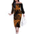 New Zealand Rugby Pacific Personalised Family Matching Off The Shoulder Long Sleeve Dress and Hawaiian Shirt All Gold Maori Pasifika Fern Pattern