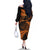New Zealand Rugby Pacific Personalised Family Matching Off The Shoulder Long Sleeve Dress and Hawaiian Shirt All Gold Maori Pasifika Fern Pattern