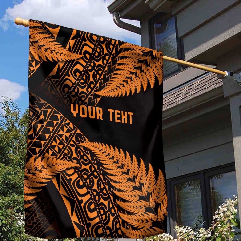 New Zealand Rugby Pacific Personalised Garden Flag All Gold Maori Pasifika Fern Pattern