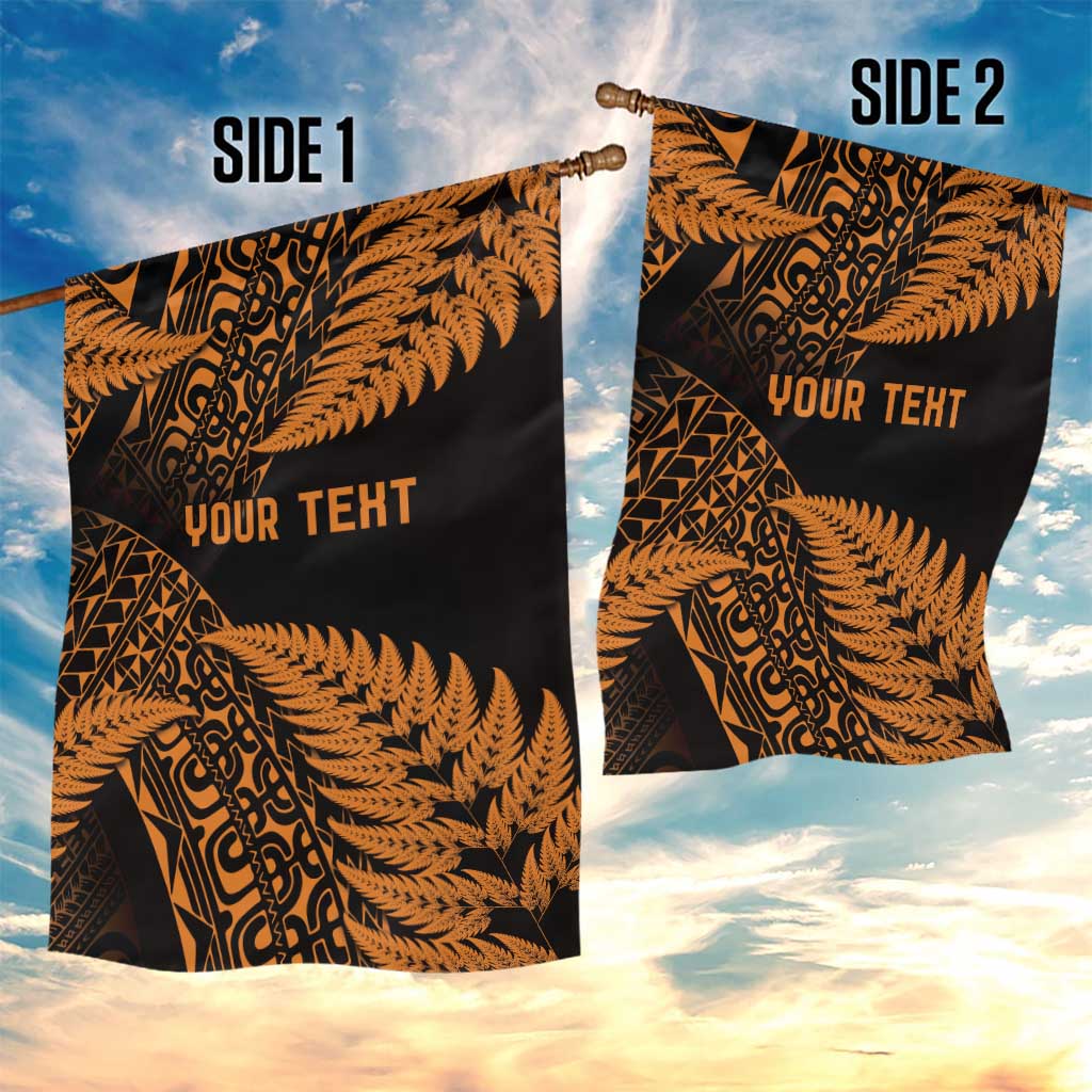 New Zealand Rugby Pacific Personalised Garden Flag All Gold Maori Pasifika Fern Pattern