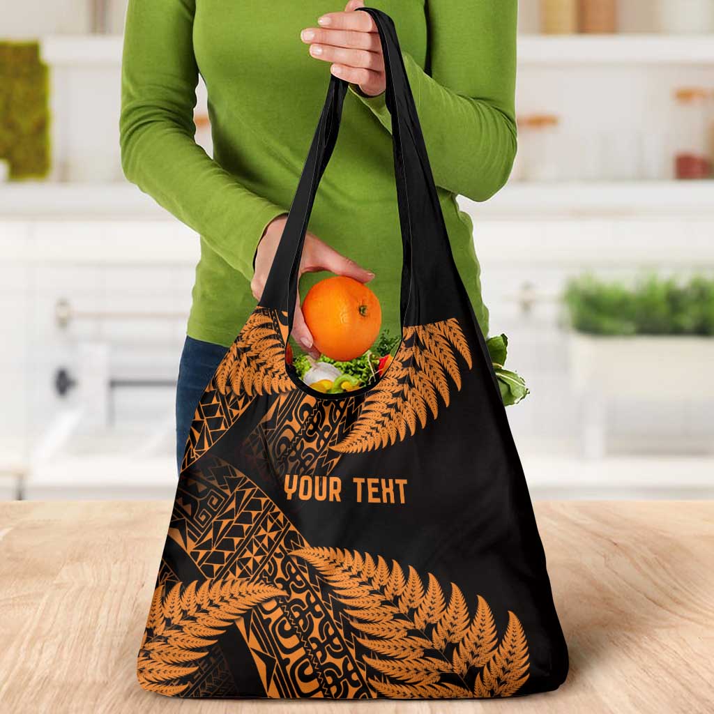 New Zealand Rugby Pacific Personalised Grocery Bag All Gold Maori Pasifika Fern Pattern LT9 - Polynesian Pride