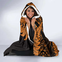 New Zealand Rugby Pacific Personalised Hooded Blanket All Gold Maori Pasifika Fern Pattern
