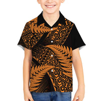 New Zealand Rugby Pacific Personalised Kid Hawaiian Shirt All Gold Maori Pasifika Fern Pattern LT9 Kid Gold - Polynesian Pride